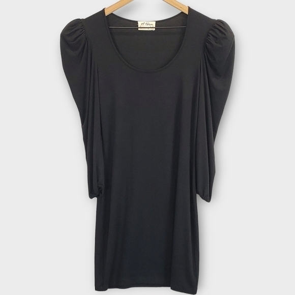 Torn by Ronny Kobo Dresses & Skirts - Torn by Ronny Kobo Black Puff Shoulder Mini T Shirt Dress Medium
